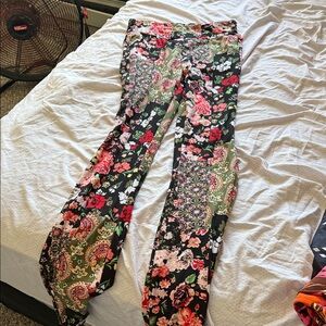 No Boundaries Floral & Paisley Leggings - Black, Green, Red, Pink